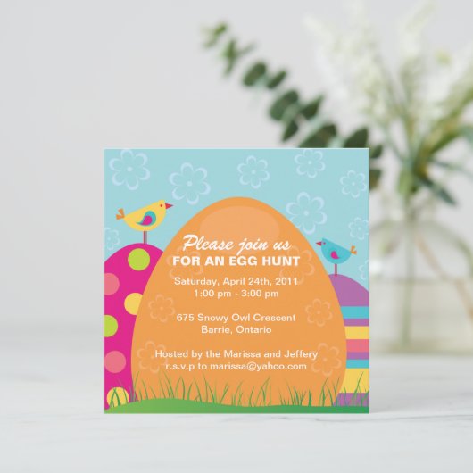 Uitnodiging tot uitnoeping Easter Egg Hunt (Staand voorkant)