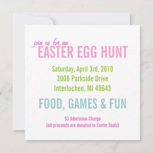 Uitnodiging tot uitnoeping Easter Egg Hunt (Achterkant)