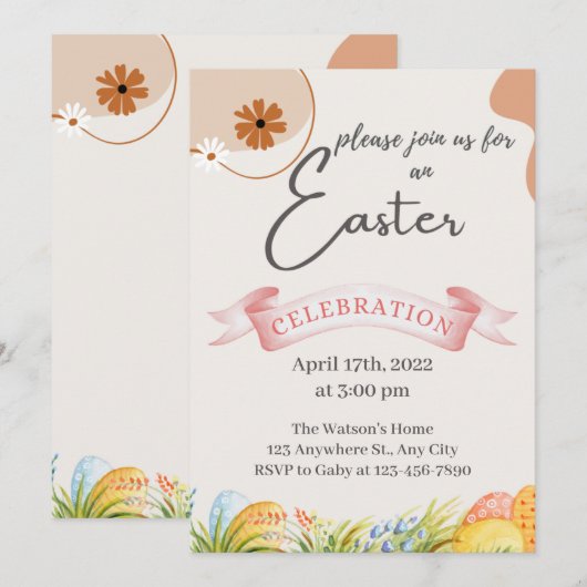 Uitnodiging tot uitnoeping Easter Egg Hunt (Voorkant / Achterkant)