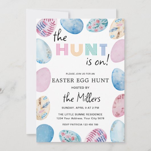 Uitnodiging tot uitnoeping Easter Egg Hunt (Voorkant)