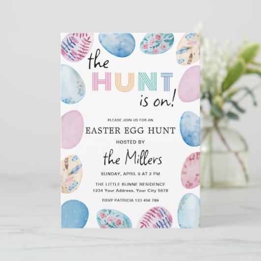 Uitnodiging tot uitnoeping Easter Egg Hunt (Staand voorkant)