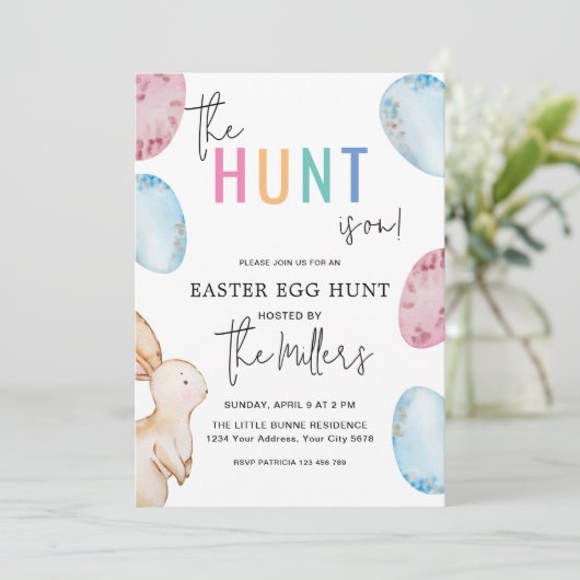 Uitnodiging tot uitnoeping Easter Egg Hunt (Staand voorkant)