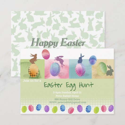 Uitnodiging tot uitnoeping Easter Egg Hunt (Voorkant / Achterkant)