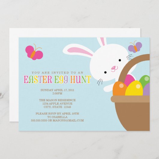 Uitnodiging tot uitnoeping Easter Egg Hunt (Voorkant / Achterkant)