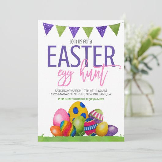 Uitnodiging tot uitnoeping Easter Egg Hunt (Staand voorkant)