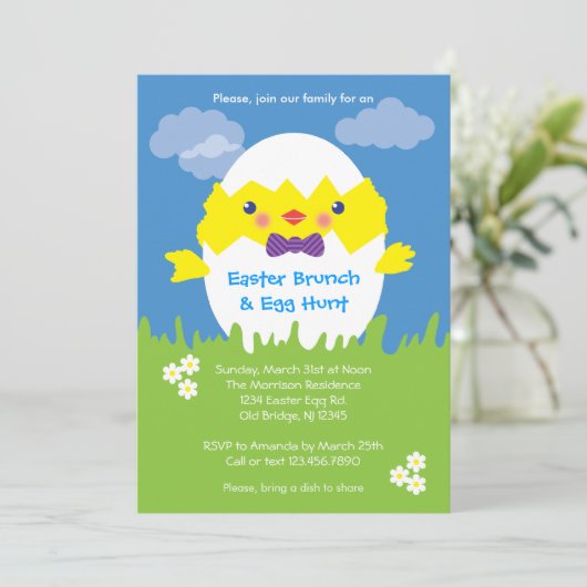 Uitnodiging tot uitnoeping Easter Egg Hunt (Staand voorkant)