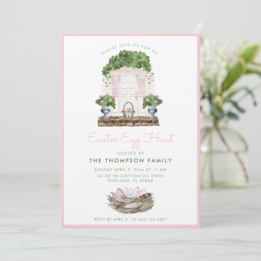 Uitnodiging tot uitnoeping Easter Egg Hunt (Staand voorkant)