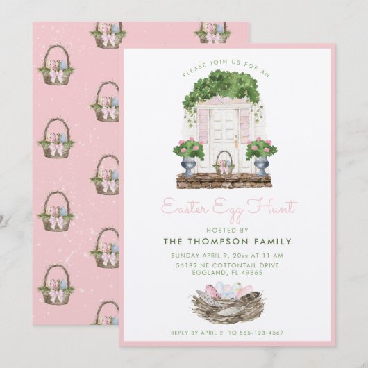 Uitnodiging tot uitnoeping Easter Egg Hunt (Voorkant / Achterkant)