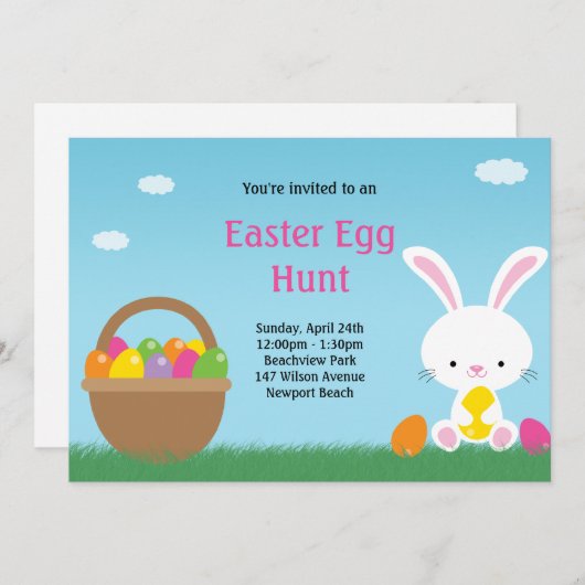 Uitnodiging tot uitnoeping Easter Egg Hunt (Voorkant / Achterkant)