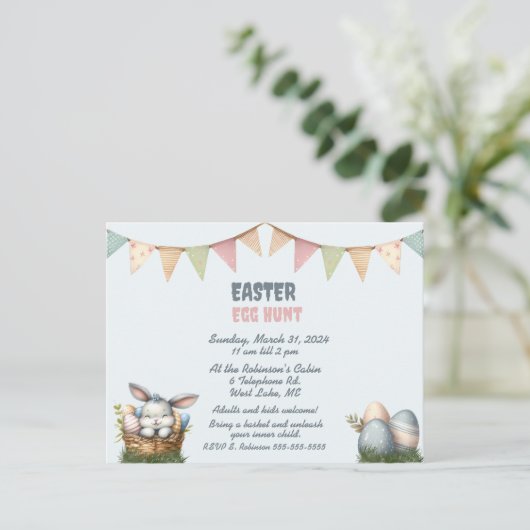 Uitnodiging tot uitnoeping Easter Egg Hunt Briefkaart (Staand voorkant)