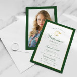 Uitnodiging tot uitreiking groene afstuderen<br><div class="desc">Een elegante afstuderen ceremonie met faux goud en groene grenzen. De tekstdetails en het afbeelding kunnen worden gepersonaliseerd.</div>