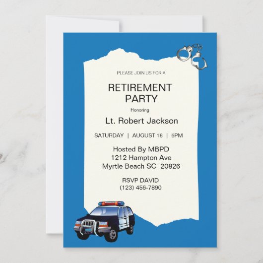 Uitnodiging tot uittreding als SUV-politieagent (Voorkant)