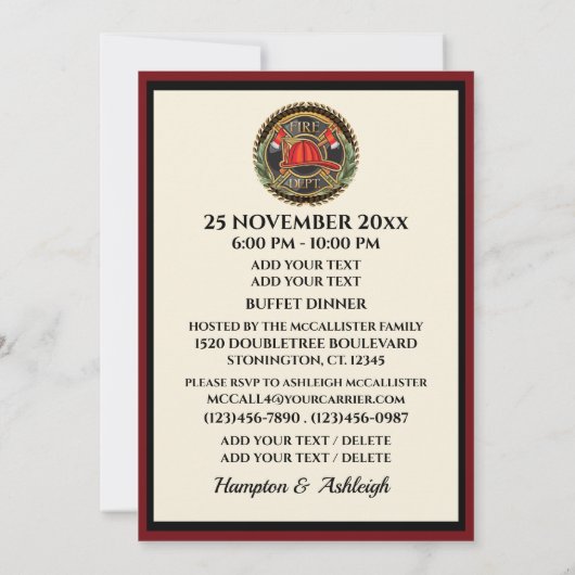 Uitnodiging tot uittreding/erkenning brandweervrou (Achterkant)