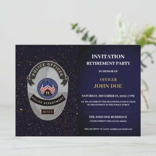 Uitnodiging tot uittreding politieambtenaar (Staand voorkant)