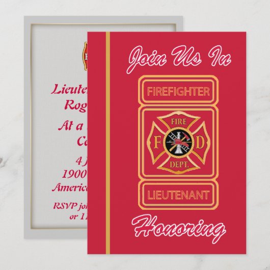 Uitnodiging tot uittreding uit de luitenant-brandw (Voorkant / Achterkant)