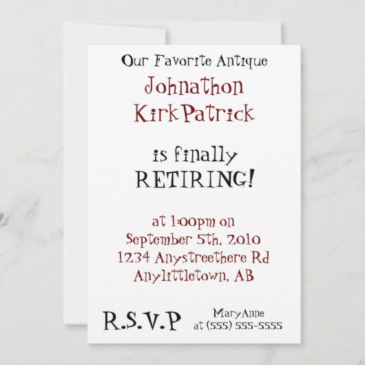 Uitnodiging tot uittreding uit de oude Antiek klas (Achterkant)