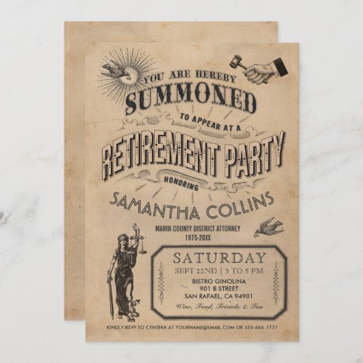 Uitnodiging tot uittreding van advocaten - partije (Voorkant / Achterkant)