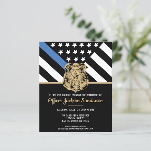 Uitnodiging tot uittreding van politie van de blau (Staand voorkant)