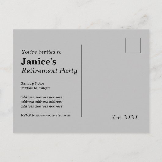 uitnodiging tot uittreding verpleegster (Achterkant)