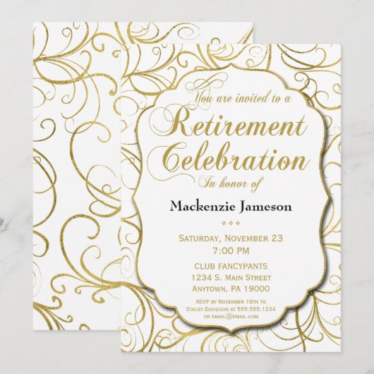 Uitnodiging tot uitvinding van White Gold Swirl (Voorkant / Achterkant)