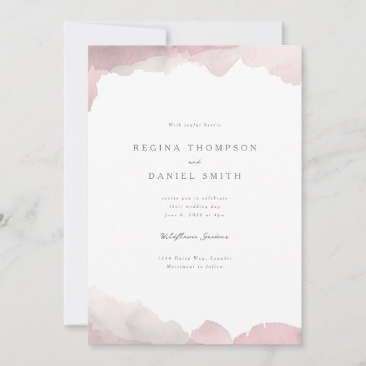 Uitnodiging tot uitwijking van bleekroze bruiloft (Voorkant)