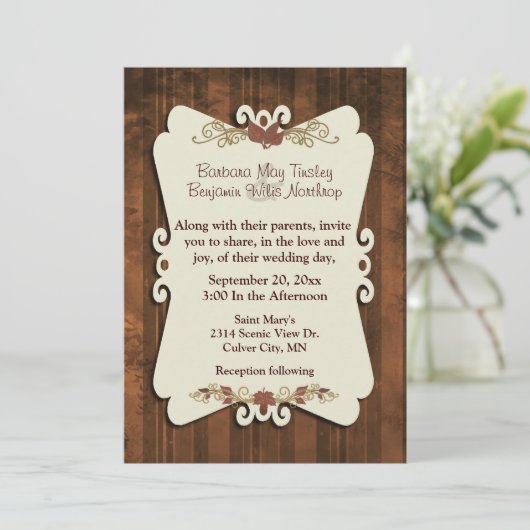 Uitnodiging tot uitwijking van Rustic Fall Wedding (Staand voorkant)