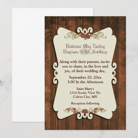 Uitnodiging tot uitwijking van Rustic Fall Wedding (Voorkant / Achterkant)