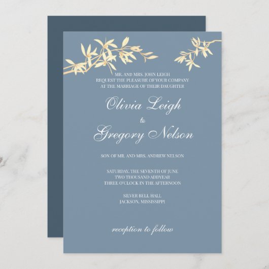 Uitnodiging tot uitwijking van Timless Flower Wedd (Voorkant / Achterkant)