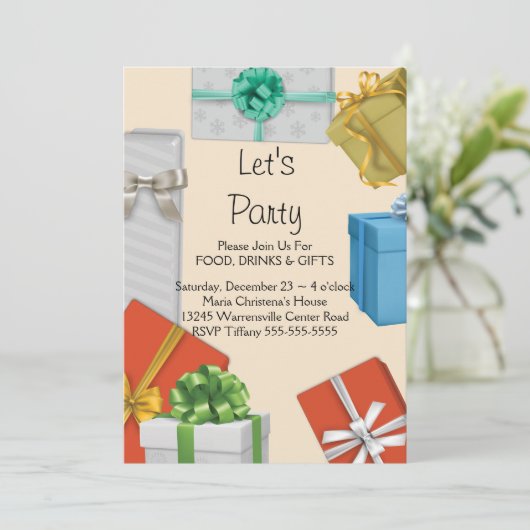 Uitnodiging tot uitwisseling van cadeaus (Staand voorkant)