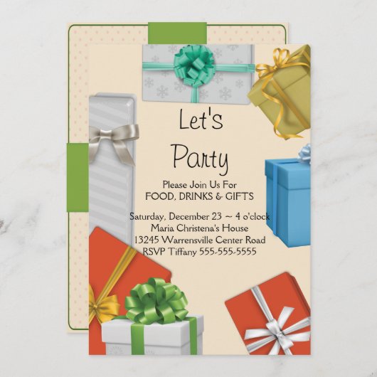 Uitnodiging tot uitwisseling van cadeaus (Voorkant / Achterkant)