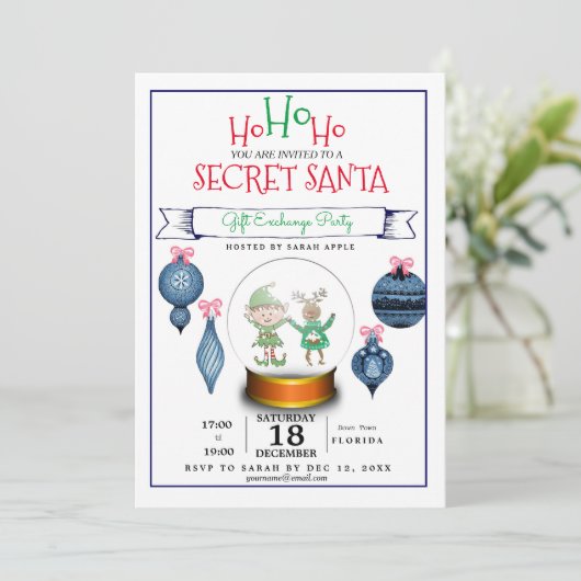 uitnodiging tot uitwisseling van geschenk voor ker (Staand voorkant)