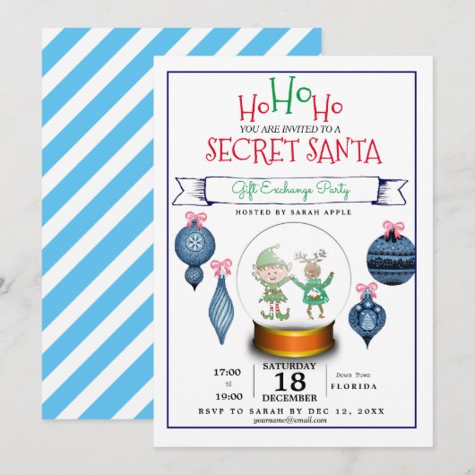 uitnodiging tot uitwisseling van geschenk voor ker (Voorkant / Achterkant)