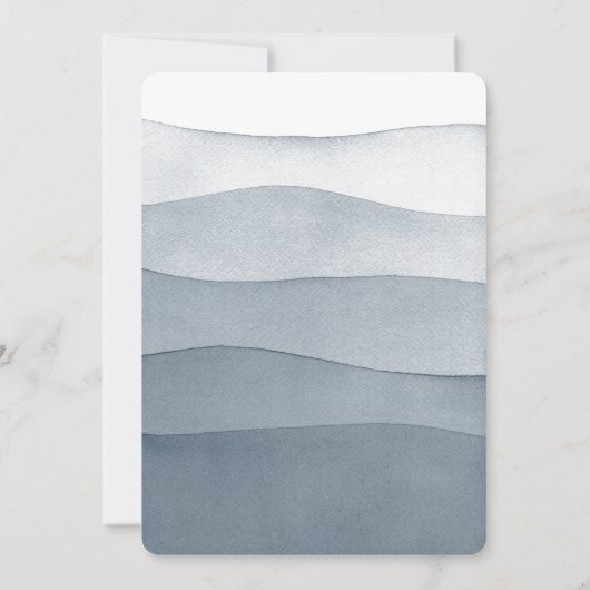 Uitnodiging tot uitzending blauwe Waterverf bruilo (Achterkant)