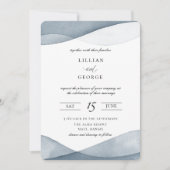 Uitnodiging tot uitzending blauwe Waterverf bruilo (Voorkant)