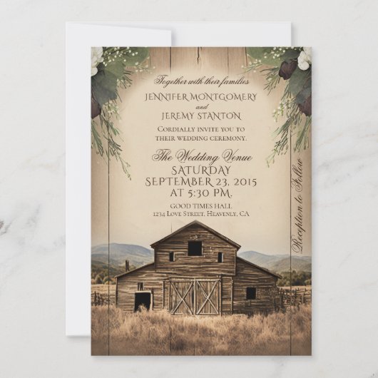 Uitnodiging tot uitzending van bruiloft in Rustic  (Voorkant)