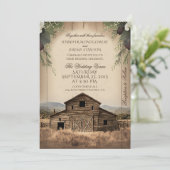 Uitnodiging tot uitzending van bruiloft in Rustic (Staand voorkant)