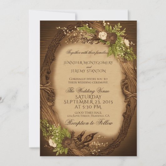 Uitnodiging tot uitzending van bruiloft in Rustic  (Voorkant)