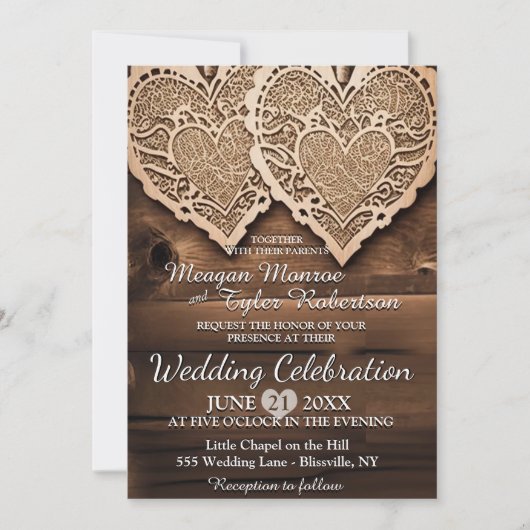 Uitnodiging tot uitzending van bruiloft in Rustic  (Voorkant)