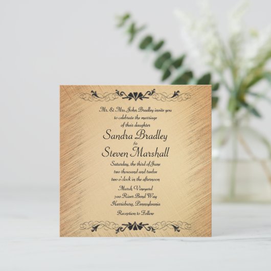 Uitnodiging tot uitzending van bruiloft in Rustic (Staand voorkant)