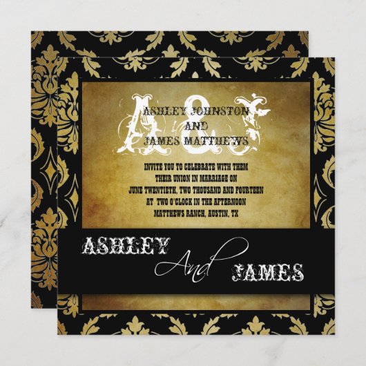 Uitnodiging tot uitzending van bruiloft in Rustic  (Voorkant / Achterkant)