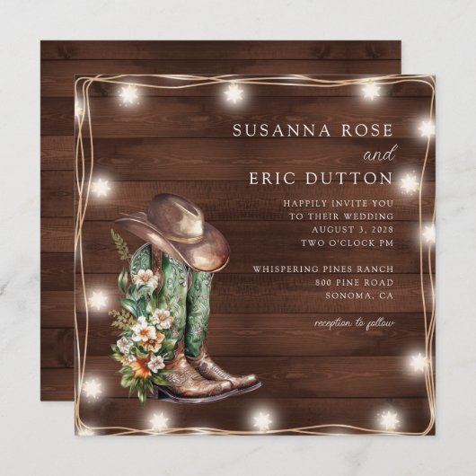 Uitnodiging tot uitzending van bruiloft in Rustic  (Voorkant / Achterkant)