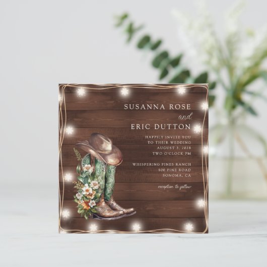 Uitnodiging tot uitzending van bruiloft in Rustic  (Staand voorkant)