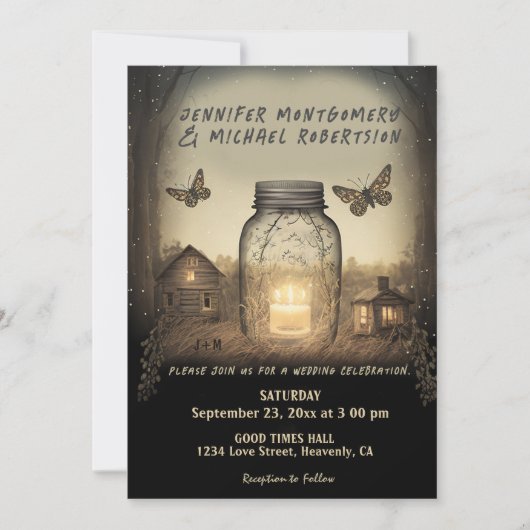 Uitnodiging tot uitzending van bruiloft in Rustic  (Voorkant)