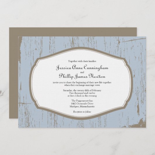 Uitnodiging tot uitzending van bruiloft in Rustic  (Voorkant / Achterkant)