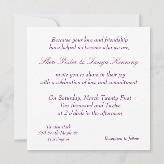 Uitnodiging tot uitzending van de Rainbow Wedding- (Achterkant)