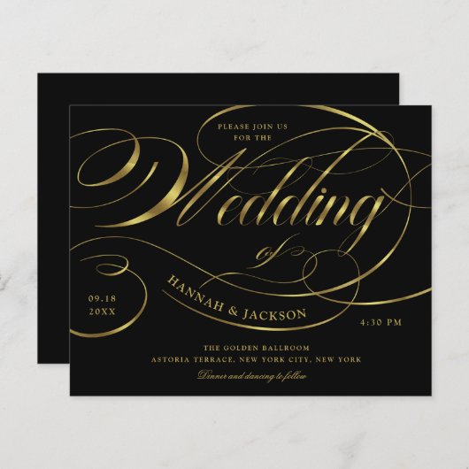 Uitnodiging tot uitzending van een Elegant Gold Sc (Voorkant / Achterkant)