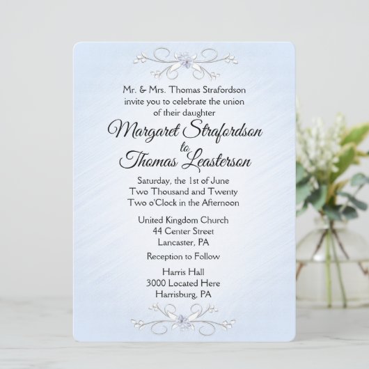 Uitnodiging tot uitzending van een fijne blauwe br (Staand voorkant)