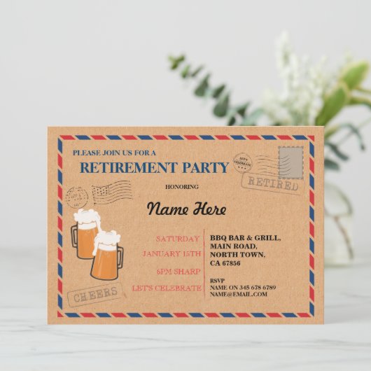 Uitnodiging tot uitzending van een gepensioneerde  (Staand voorkant)