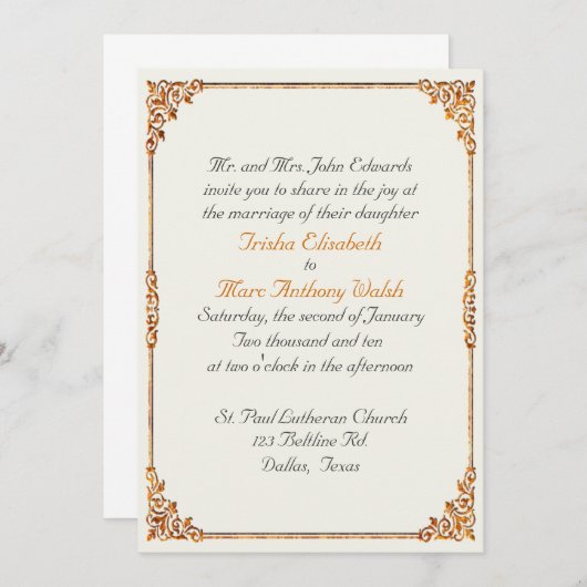 Uitnodiging tot uitzending van een huwelijk tussen (Voorkant / Achterkant)