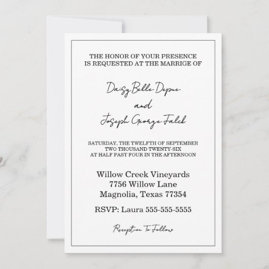 Uitnodiging tot uitzending van Elegant Black & Whi (Voorkant)